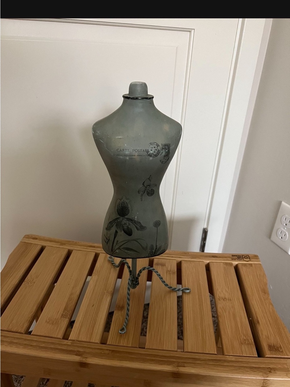Decorative Grey Dress Form Mannequin with Floral Print
